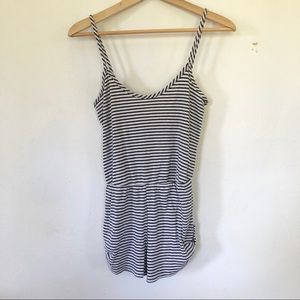 LA Hearts dark grey & white striped romper M